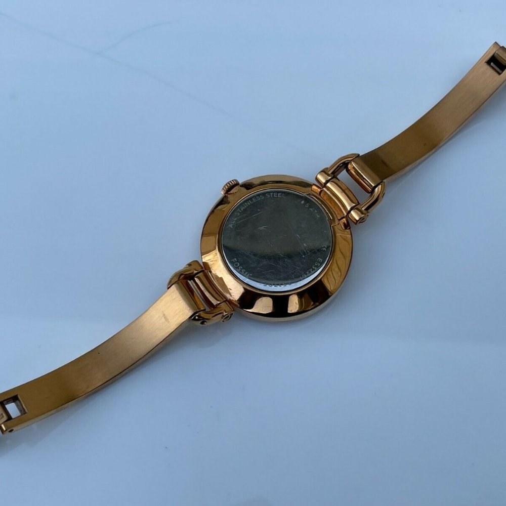 Fossil Ladies Watch GEORGIA Gold Tone Analog Crystals Accent Bezel Wrist Watch - Picture 8 of 12